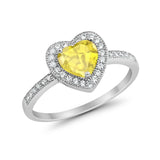 Halo Dazzling Heart Promise Ring Round Simulated CZ 925 Sterling Silver
