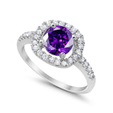 Solitaire Accent Wedding Ring Round Simulated CZ 925 Sterling Silver