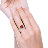 Halo Wedding Ring Cushion Cut Round Simulated Cubic Zirconia 925 Sterling Silver