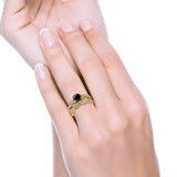 Art Deco Two Piece Braided Ring Simulated Cubic Zirconia 925 Sterling Silver