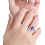 Marquise Vintage Halo Wedding Ring Simulated Cubic Zirconia 925 Sterling Silver