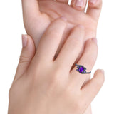 Oval Art Deco Wedding Ring Simulated Amethyst Cubic Zirconia 925 Sterling Silver