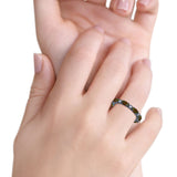 Full Eternity Stackable Band Ring Oval Created Opal 925 Sterling Silver