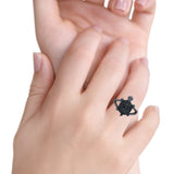 Turtle Oxidized Band Solid 925 Sterling Silver (17mm)