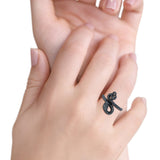 Snake Ring Oxidized Band Solid 925 Sterling Silver Thumb Ring (17mm)