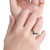 V Shaped Ring Oxidized Band Solid 925 Sterling Silver Thumb Ring (8mm)