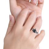 Turtle Band Oxidized Ring Solid 925 Sterling Silver (12mm)