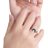 Moon Ring Oxidized Band Solid 925 Sterling Silver Thumb Ring (10mm)