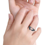 Skeleton Hands Ring Oxidized Band Solid 925 Sterling Silver Thumb Ring (6.8mm)