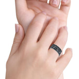 Petite Dainty Celtic Band Oxidized Ring Solid 925 Sterling Silver (7.8mm)