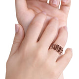 Weave Ring Oxidized Band Solid 925 Sterling Silver Thumb Ring (13mm)