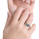 Mama and Baby Elephant Oxidized Solid 925 Sterling Silver (9mm)