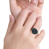 Lion Ring Oxidized Band Solid 925 Sterling Silver Thumb Ring (17mm)