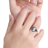 Celestial Moon Phase Magic Of The Moon Pendant Art Oxidized Ring Band Thumb Ring (13.9mm)