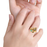 Snake Ring Band Simulated Turquoise Solid 925 Sterling Silver (18mm)