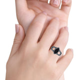 Solitaire Marquise Halo Wedding Engagement Ring Simulated Cubic Zirconia 925 Sterling Silver