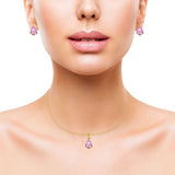 Art Deco Bridal Jewelry Matching Set Pendant Earring Pear Simulated Cubic Zirconia 925 Sterling Silver