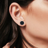 Stud Earrings Round Micro Pave Simulated CZ Screwback Hip-Hop Iced Out 925 Sterling Silver