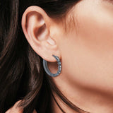 Art Deco Half Eternity Hoop Earrings Simulated CZ Round 925 Sterling Silver (20mm)