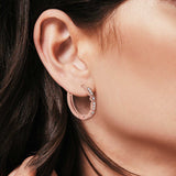 Art Deco Half Eternity Hoop Earrings Simulated CZ Round 925 Sterling Silver (20mm)