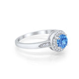 Halo Wedding Engagement Ring Round Cubic Zirconia 925 Sterling Silver -3