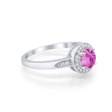 Halo Wedding Engagement Ring Round Cubic Zirconia 925 Sterling Silver -3