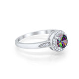 Halo Wedding Engagement Ring Round Cubic Zirconia 925 Sterling Silver -3