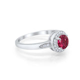 Halo Wedding Engagement Ring Round Cubic Zirconia 925 Sterling Silver -3