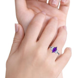 Marquise Art Deco Emerald Cut Wedding Bridal Ring Simulated Cubic Zirconia 925 Sterling Silver