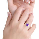 Marquise Art Deco Emerald Cut Wedding Bridal Ring Simulated Cubic Zirconia 925 Sterling Silver