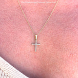 14K Gold 0.10ct Cross Diamond Pendant Chain Necklace 18 Inch Long