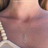 14K Gold 0.19ct Dangling Diamond Teardrop Pendant Necklace 18 In Long