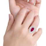 Teardrop Cocktail Ring Pear Round Cubic Zirconia 925 Sterling Silver