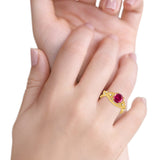 Art Deco Plumeria Flower Infinity Shank Simulated Cubic Zirconia Engagement Ring 925 Sterling Silver