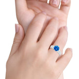 Vintage Style Round Simulated Cubic Zirconia Engagement Ring 925 Sterling Silver