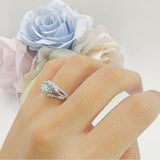 Round Engagement Ring Split Shank Natural Green Amethyst Prasiolite 925 Sterling Silver