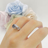 Round Engagement Ring Split Shank Natural Rutilated Quartz 925 Sterling Silver