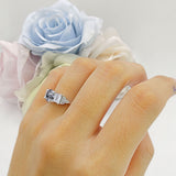 Three Stone Round Natural Rutilated Quartz Vintage Style Ring 925 Sterling Silver