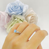Budding Willow Solitaire Ring Round Natural Aquamarine 925 Sterling Silver