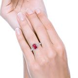 Art Deco Emerald Cut Infinity Wedding Bridal Ring Simulated Cubic Zirconia 925 Sterling Silver