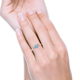 Vintage Style Round Bridal Wedding Engagement Ring Marquise Design Simulated Cubic Zirconia 925 Sterling Silver