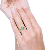 Halo Art Deco Bridal Wedding Engagement Ring Marquise Simulated Cubic Zirconia 925 Sterling Silver