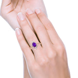 Two Piece Vintage Style Art Deco Wedding Bridal Set Ring Band Oval Simulated Cubic Zirconia 925 Sterling Silver