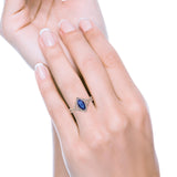 Art Deco Bridal Wedding Engagement Ring Marquise Round Simulated Cubic Zirconia 925 Sterling Silver