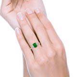 Emerald Cut Art Deco Bridal Wedding Engagement Ring Baguette Simulated Cubic Zirconia 925 Sterling Silver