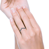 V-Shaped Contour Chevron Wedding Band Ring Cubic Zirconia 925 Sterling Silver
