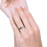 Caduceus Ring Oxidized Band Solid 925 Sterling Silver Thumb Ring (10mm)