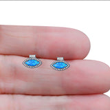 Halo Marquise Art Deco Stud Earring Created Opal 925 Sterling Silver (10.9mm)