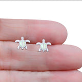 Turtle Stud Earring Created Opal Solid 925 Sterling Silver (8mm)