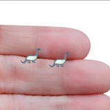 Dinosaur Stud Earring Created Opal 925 Sterling Silver (9mm)